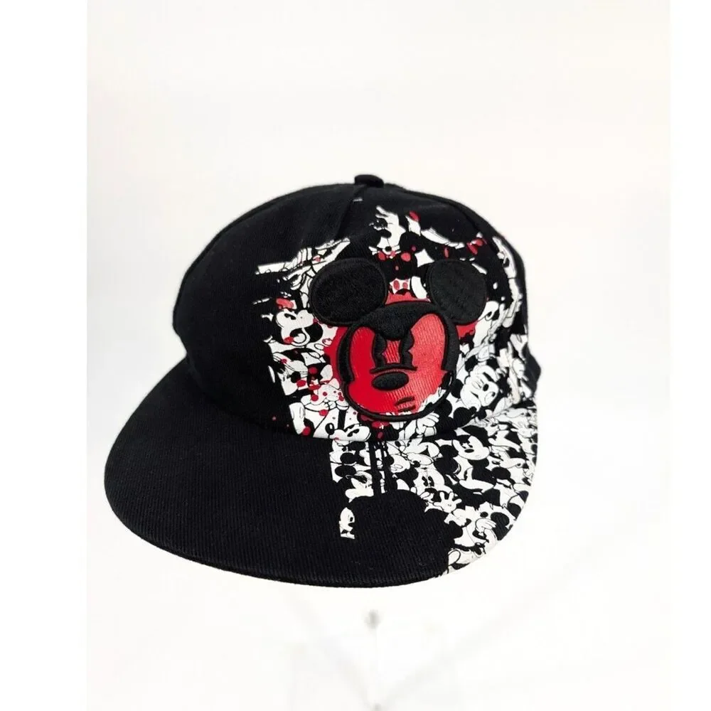 Disney Parks Angry Mickey Mouse‎ Hat Youth Black Graffiti Streetwear